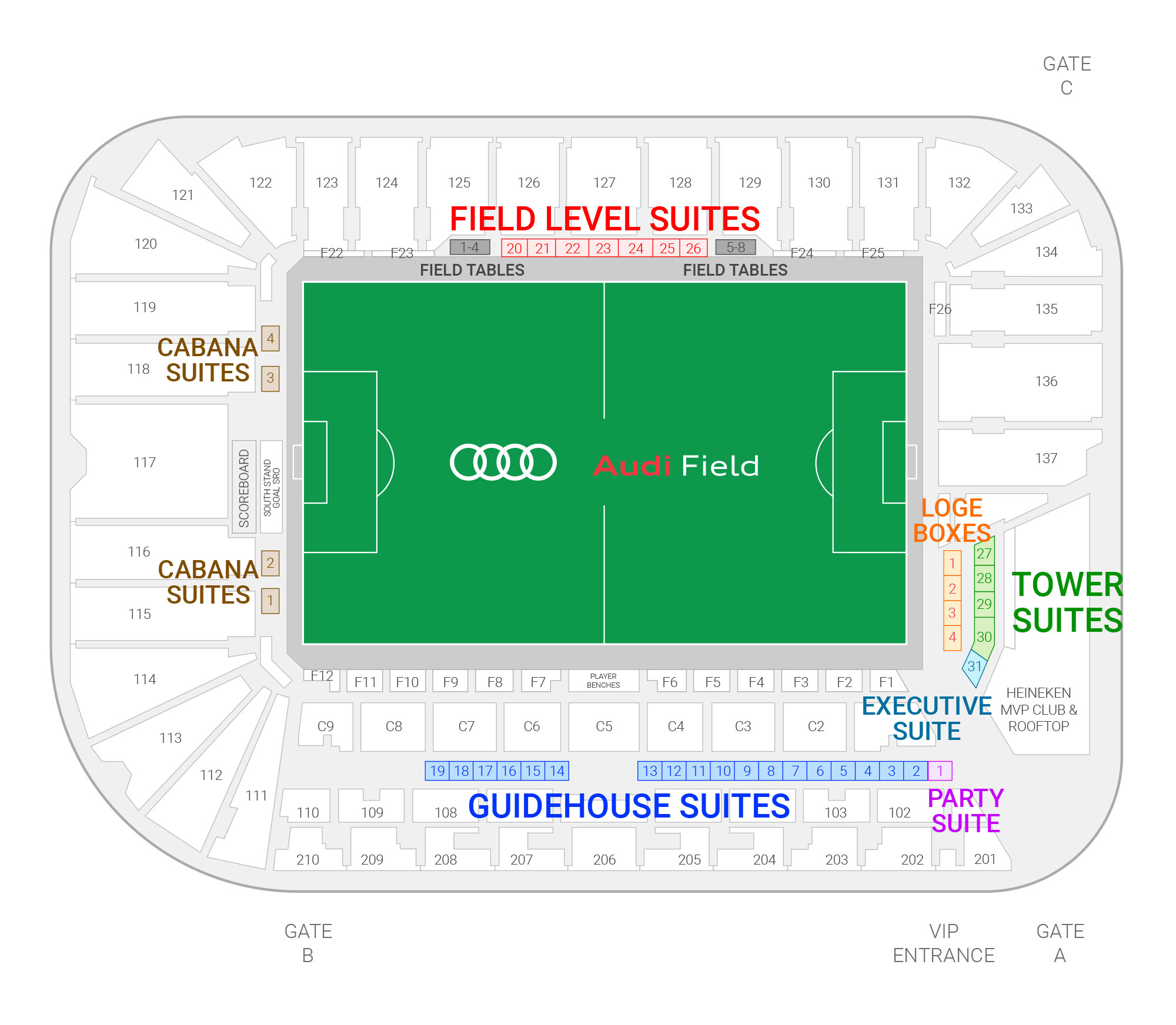 Audi Field / D.C. United Suite Map and Seating Chart
